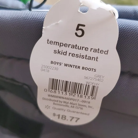 Wonder Nation Snow Boots Black Grey Big Kid Youth 5 Lined Skid Resistant - Picture 8 of 8